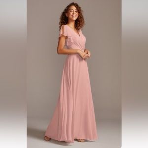 NWT David’s Bridal Flutter Sleeve Pink Bridesmaid Dress